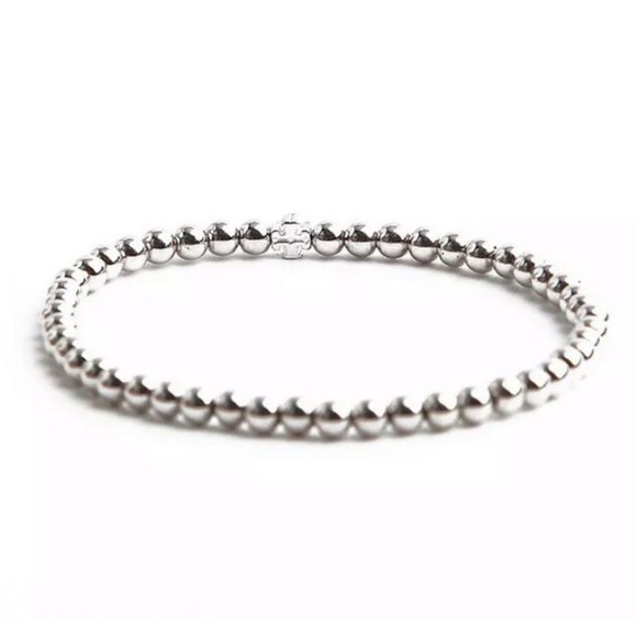 NEW Tory Burch Silver Metal Beaded Bracelet - Picture 4 of 9